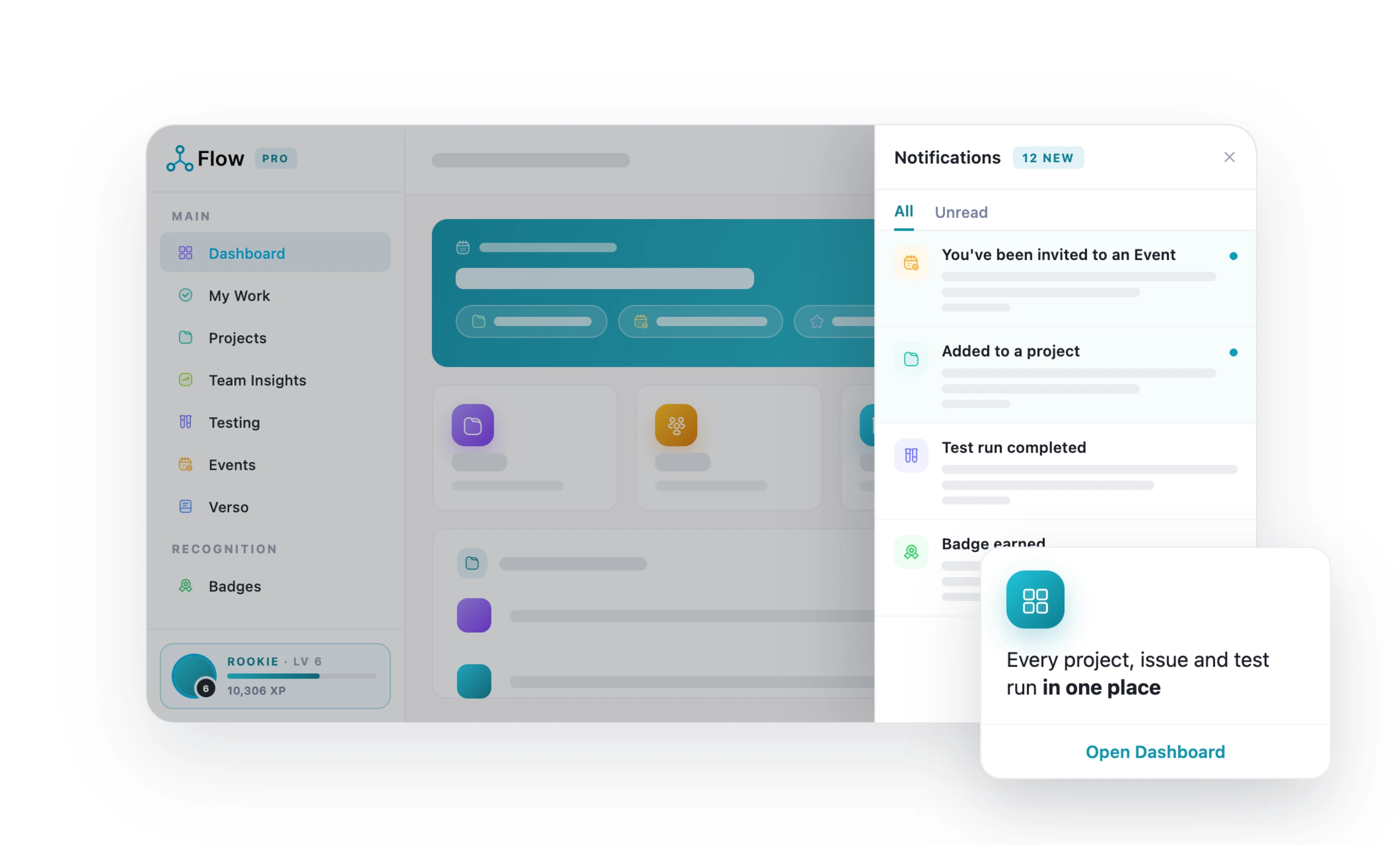 A LivexFlow notification feed grouped by project