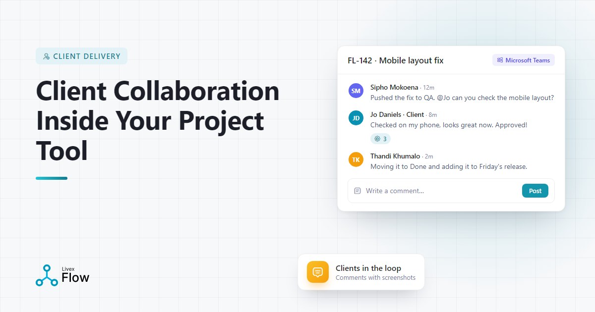Agency team reviewing work with a client in a shared client collaboration tool on a large screen
