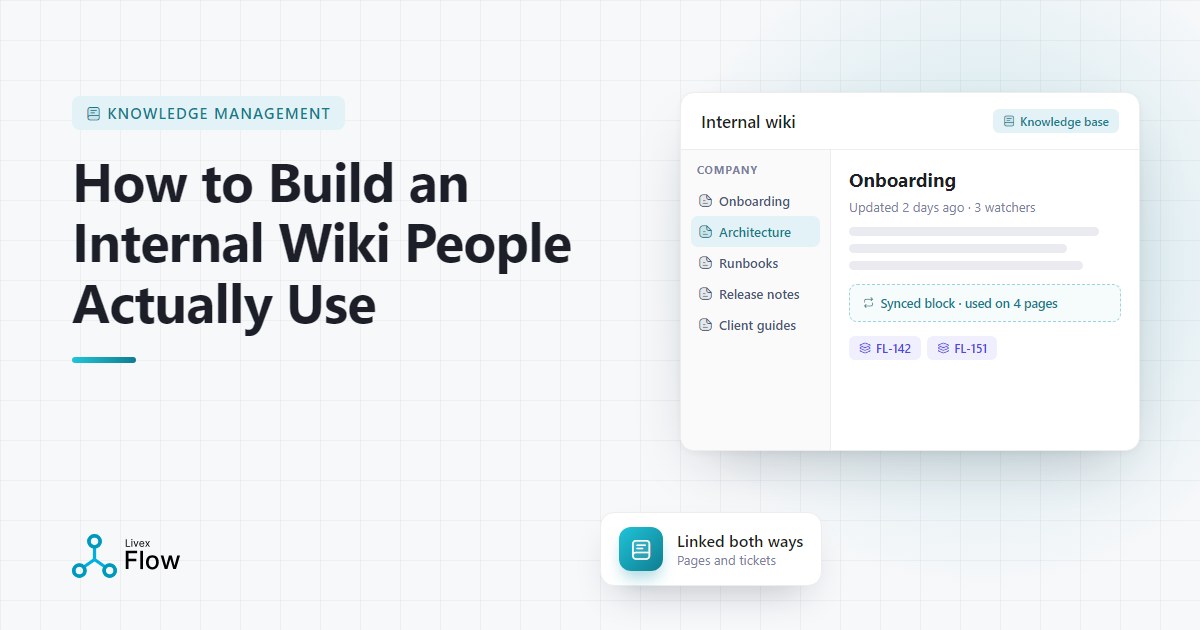 Developer reading an internal wiki page with a sidebar page tree on a large monitor